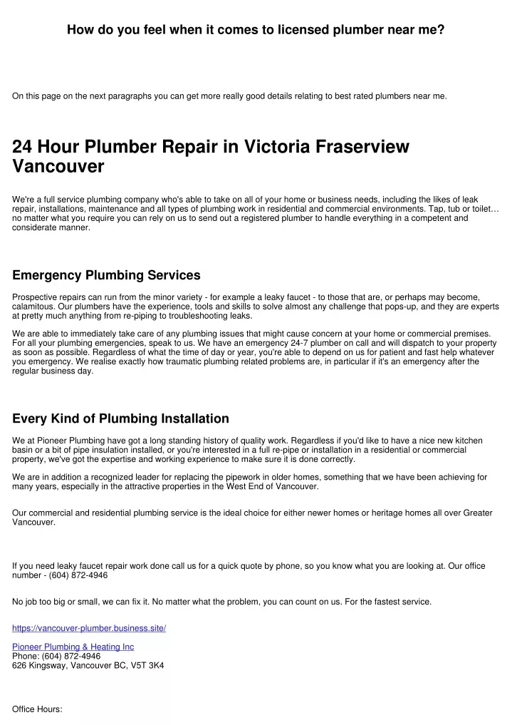 how do you feel when it comes to licensed plumber