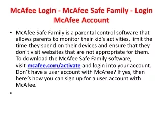 McAfee Login - McAfee Safe Family - Login McAfee Account