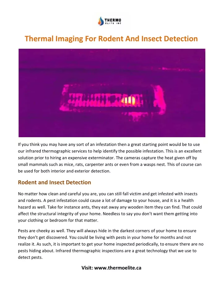 thermal imaging for rodent and insect detection