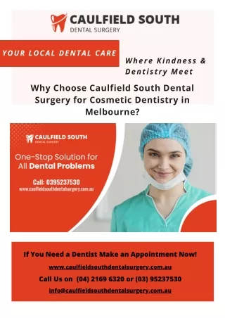 Why Choose Caulfield South Dental Surgery for Cosmetic Dentistry in Melbourne?