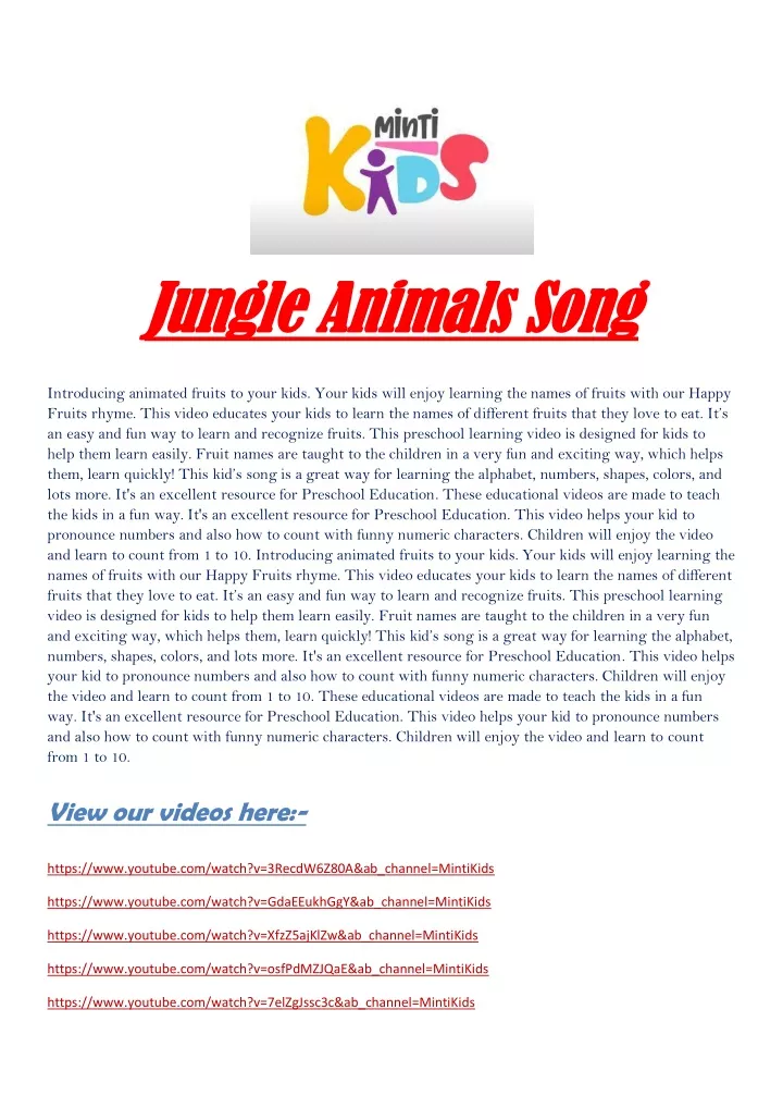 jungle animals song jungle animals song