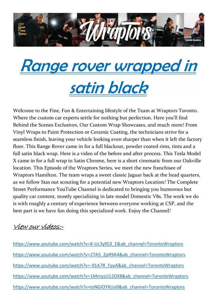 range rover wrapped in satin black