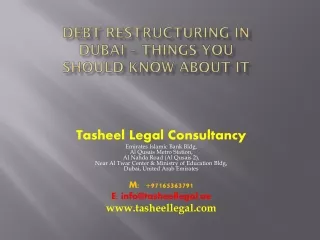 Debt Restructuring In Dubai – Things You Should Know About It