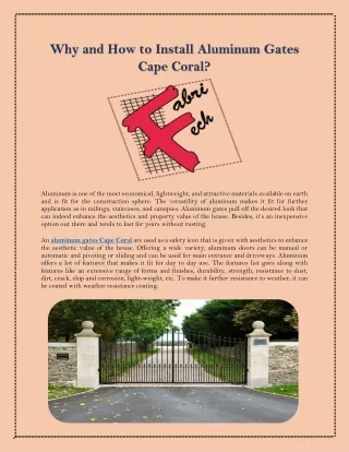 why and how to install aluminum gates cape coral