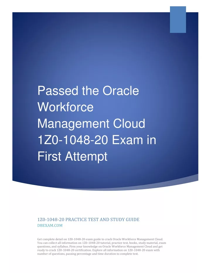 passed the oracle workforce management cloud