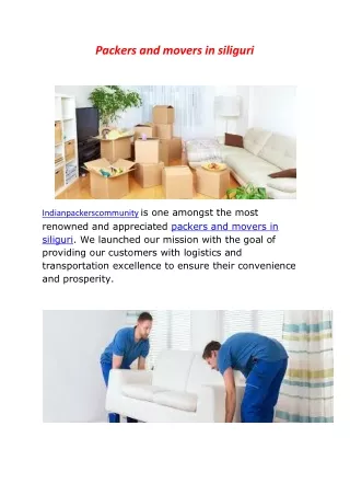 Packers and movers in siliguri