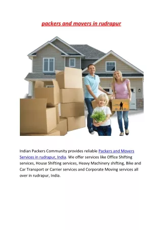 packers and movers in rudrapur