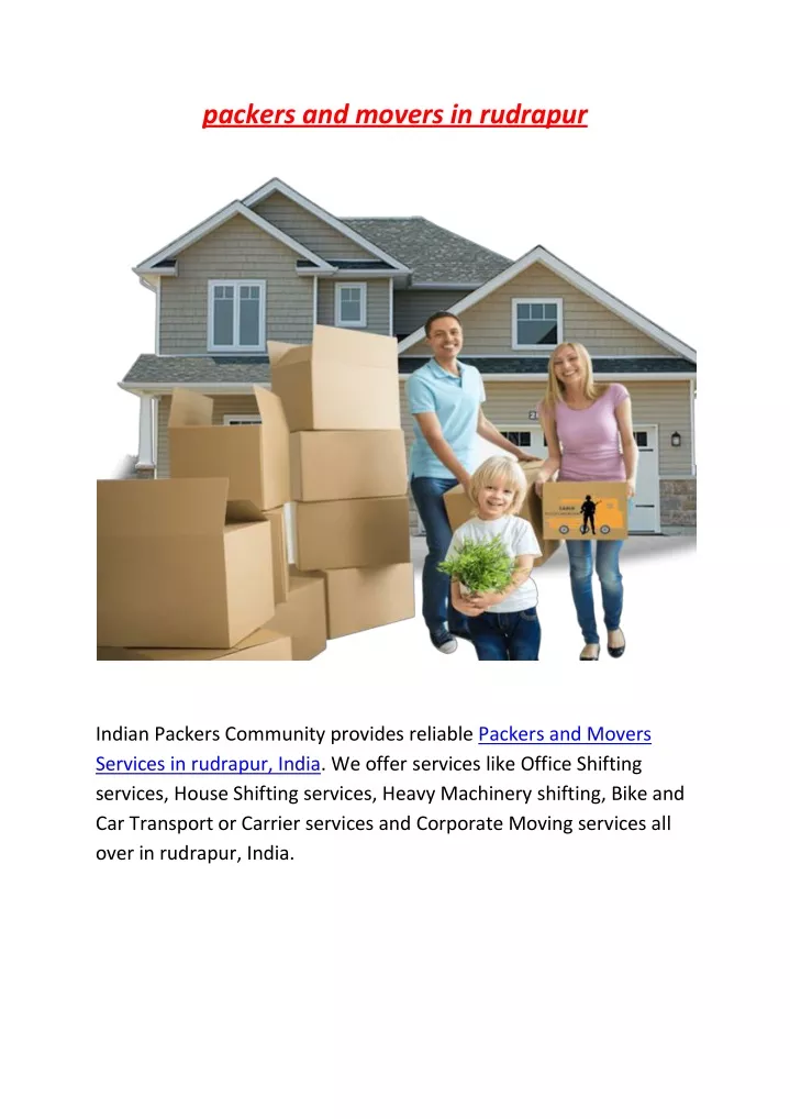 packers and movers in rudrapur