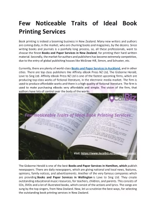 few noticeable traits of ideal book printing