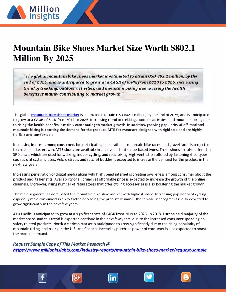 mountain bike shoes market size worth