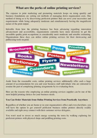 what are the perks of online printing services
