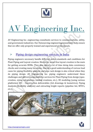 Piping design engineering services in India