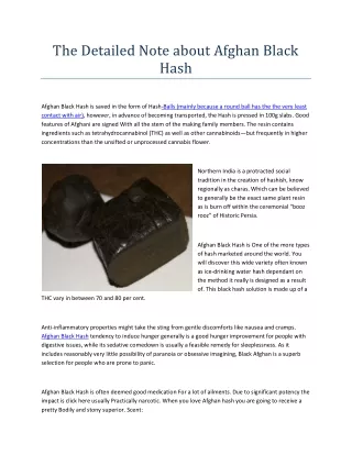 The Detailed Note about Afghan Black Hash