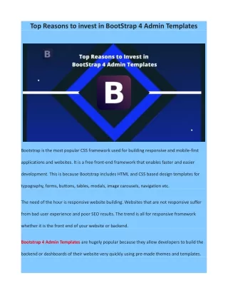 top reasons to invest in bootstrap 4 admin