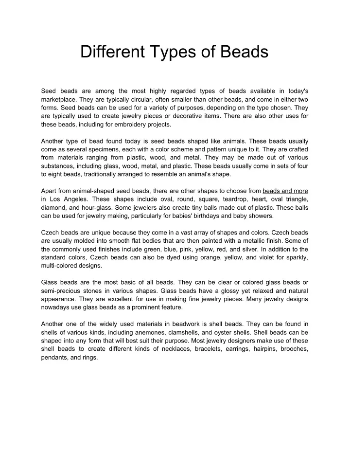 different types of beads