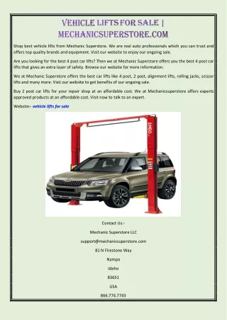 shop best vehicle lifts from mechanic superstore