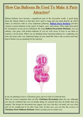 how can balloons be used to make a party