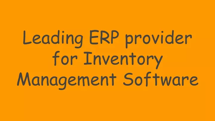 leading erp provider for inventory management