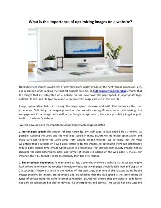 what is the importance of optimizing images