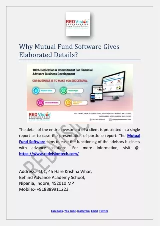 why mutual fund software gives elaborated details