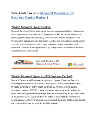 Microsoft Dynamics 365 Business Central Partners