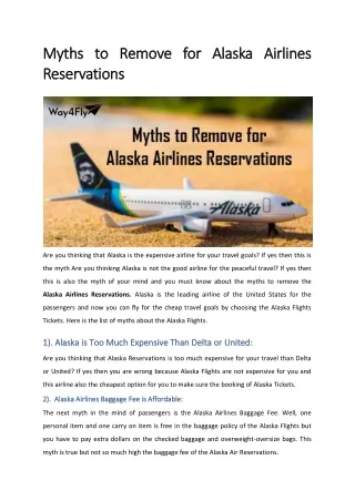 Myths to Remove for Alaska Airlines Reservations