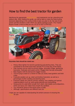How to find the best tractor for garden