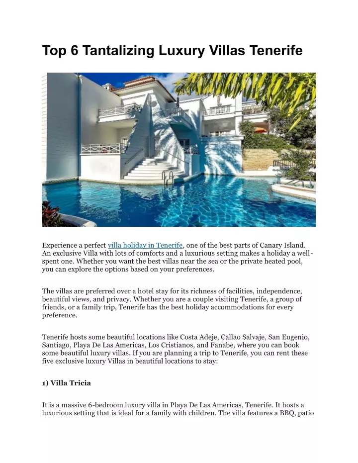 top 6 tantalizing luxury villas tenerife