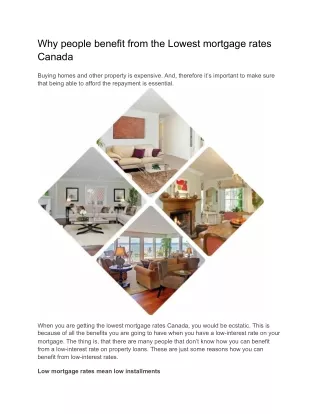 why people benefit from the lowest mortgage rates