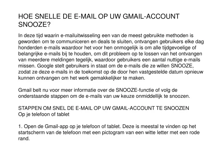 hoe snelle de e mail op uw gmail account snooze