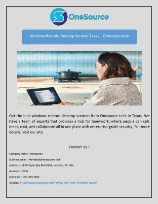 windows remote desktop services texas onesource