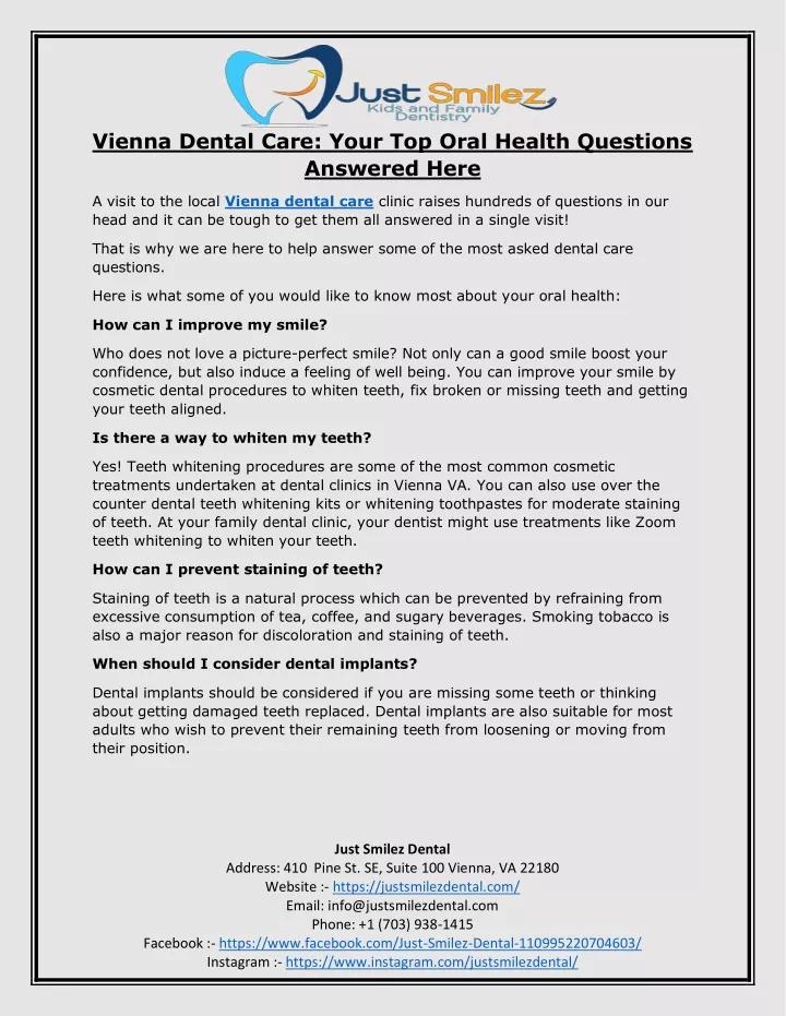 vienna dental care your top oral health questions
