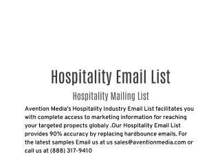 Hospitality Email List