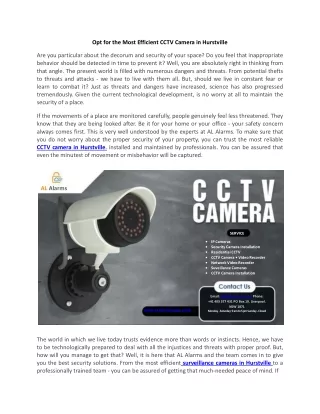 Opt for the Most Efficient CCTV Camera in Hurstville