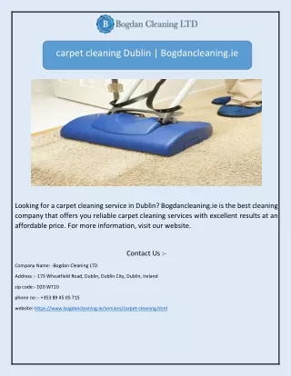 carpet cleaning Dublin | Bogdancleaning.ie
