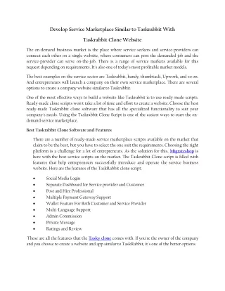develop service marketplace similar to taskrabbit