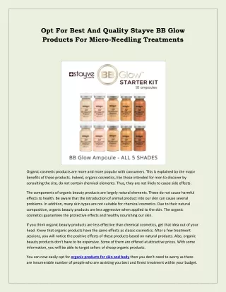 Opt for best and quality Stayve BB Glow products for Micro-needling treatments