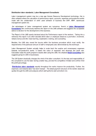 distribution labor standards labor management