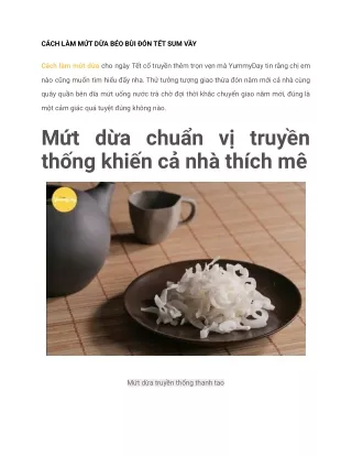 Cách làm mứt dừa