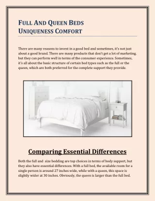 FULL AND QUEEN BEDS UNIQUENESS COMFORT