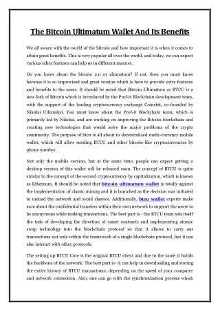 the bitcoin ultimatum wallet and its benefits