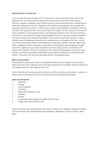 abnormal liver function test liver function test