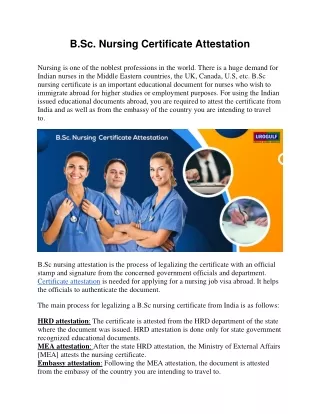 b sc nursing certificate attestation