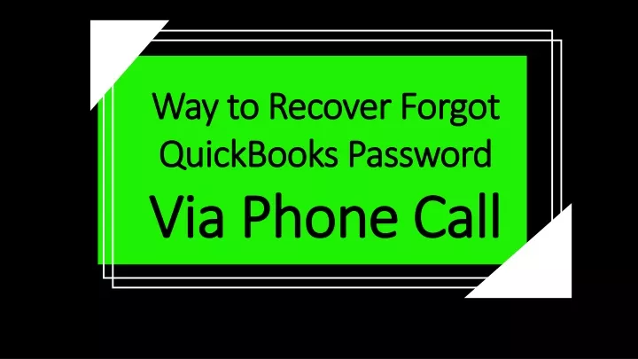 way to recover forgot quickbooks password