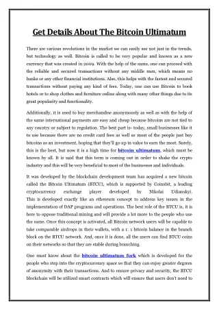 get details about the bitcoin ultimatum