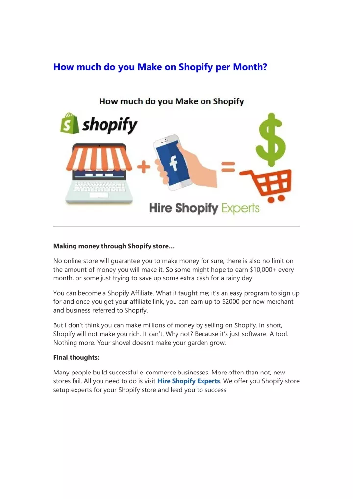 how much do you make on shopify per month