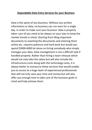 dependable data entry services for your business