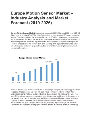 Europe Motion Sensor Market –Industry Analysis and Market Forecast (2019-2026)