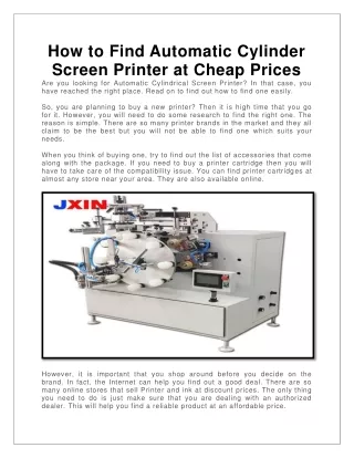 Find Automatic Cylinder Screen Printer at Cheap Prices