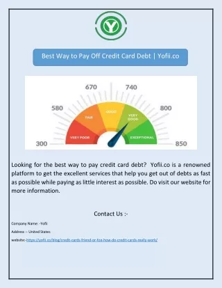 Best Way to Pay Off Credit Card Debt | Yofii.co
